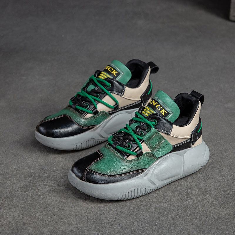 Women Fashion Patchwork Leather Casual Shoes Newgew Shoes