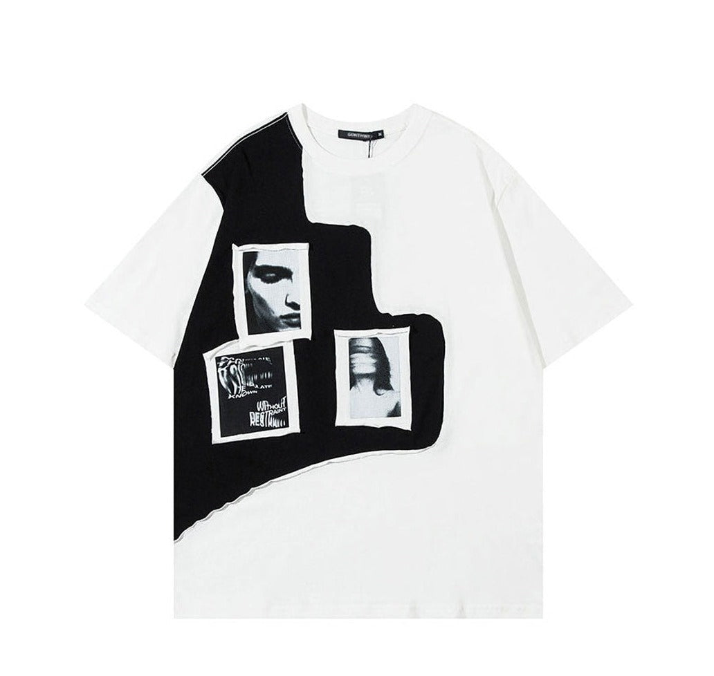 Photo Graphic Patchwork T-Shirt Newgew