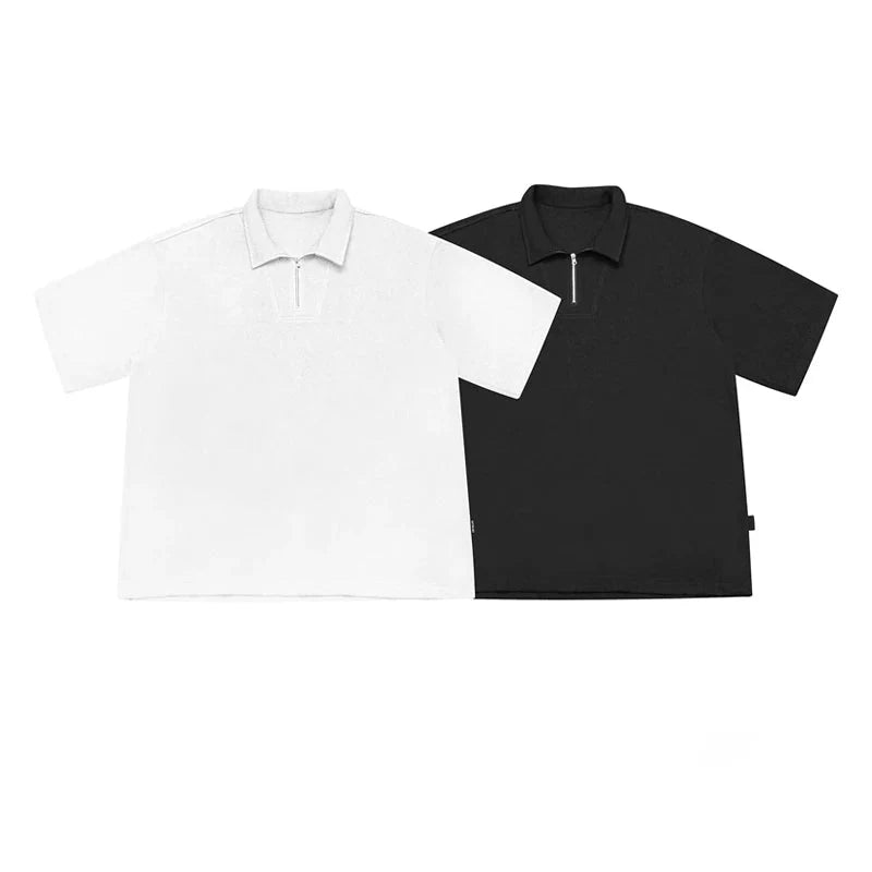 Pique Zip-Neck Polo Shirt Newgew