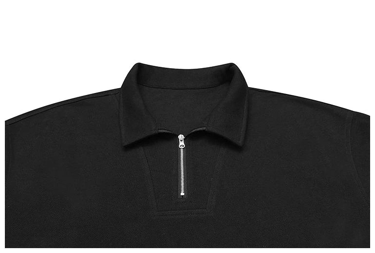 Pique Zip-Neck Polo Shirt Newgew