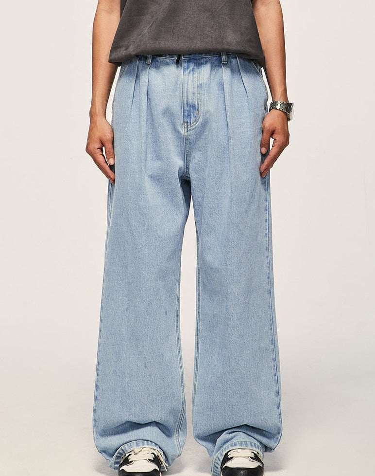 Pleat Front Wide Leg Jeans Newgew