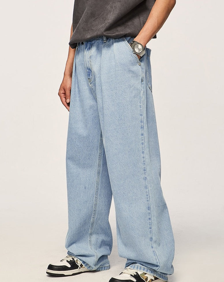 Pleat Front Wide Leg Jeans Newgew