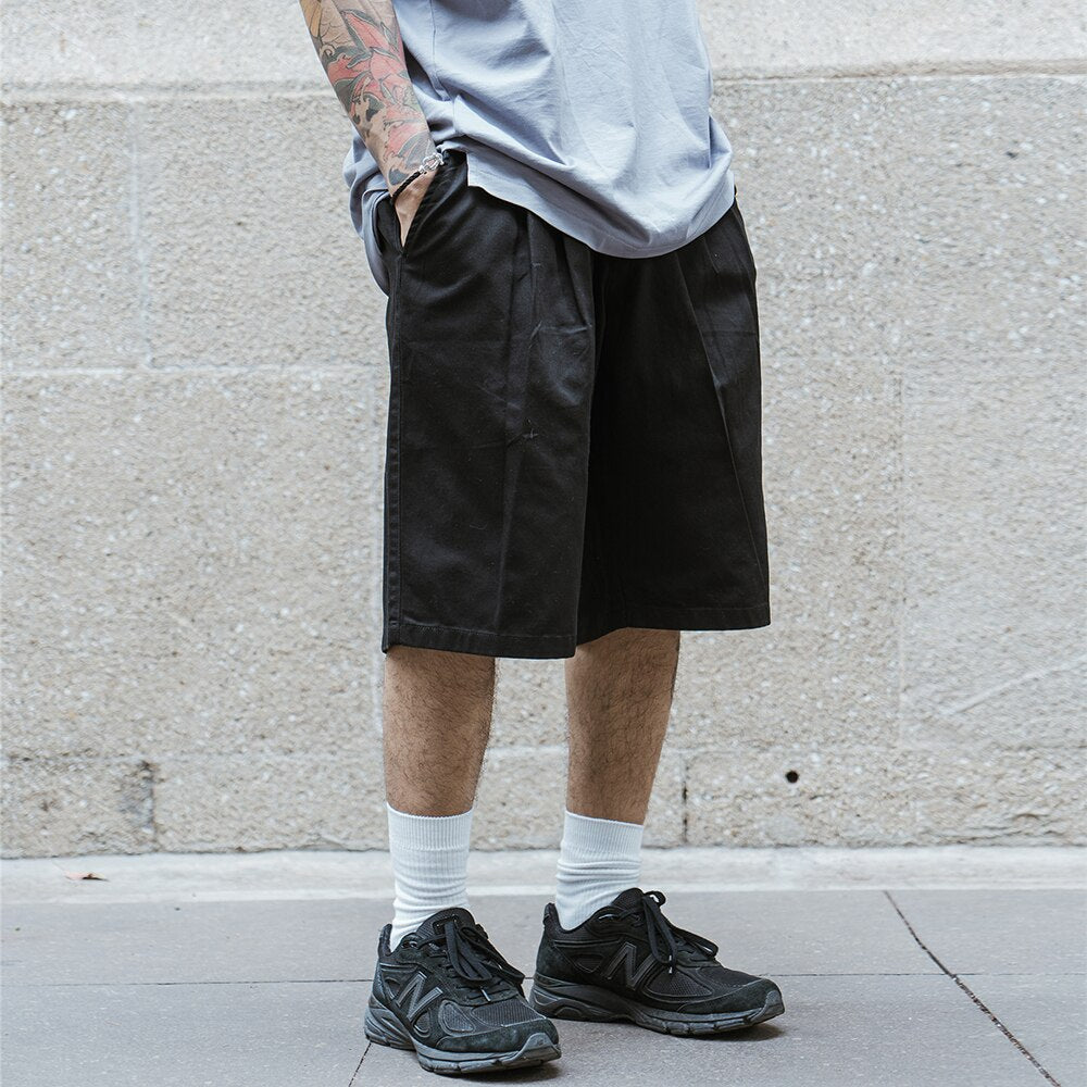 Pleated Front Knee Length Skater Shorts Newgew
