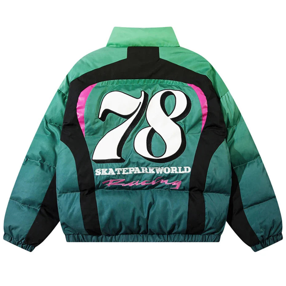 Racing Graphics Gradient Puffer Jacket Newgew