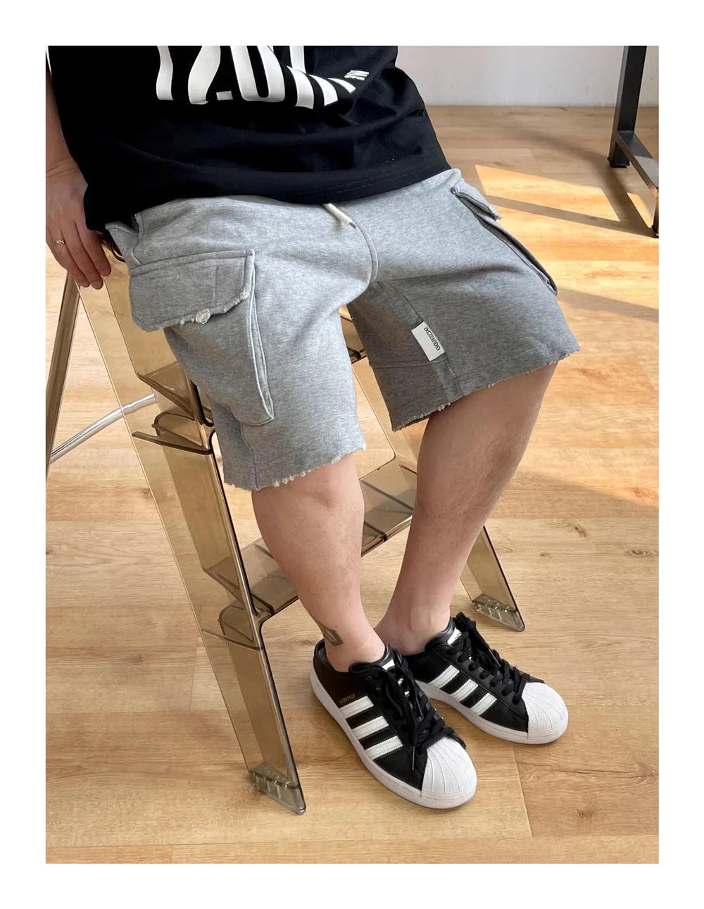 Raw Hem Cargo Jogger Shorts Newgew