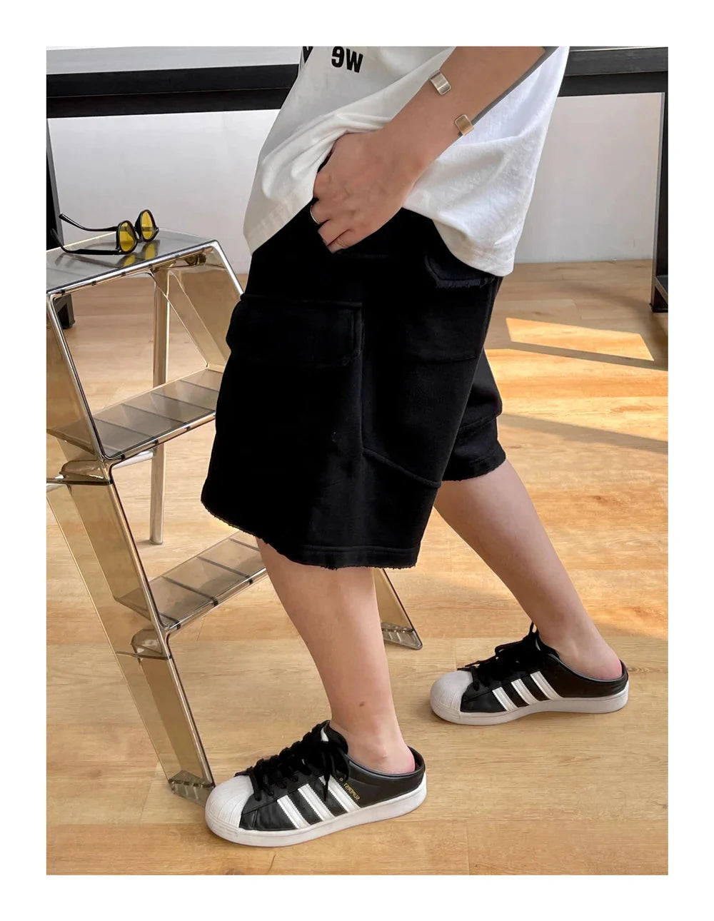 Raw Hem Cargo Jogger Shorts Newgew