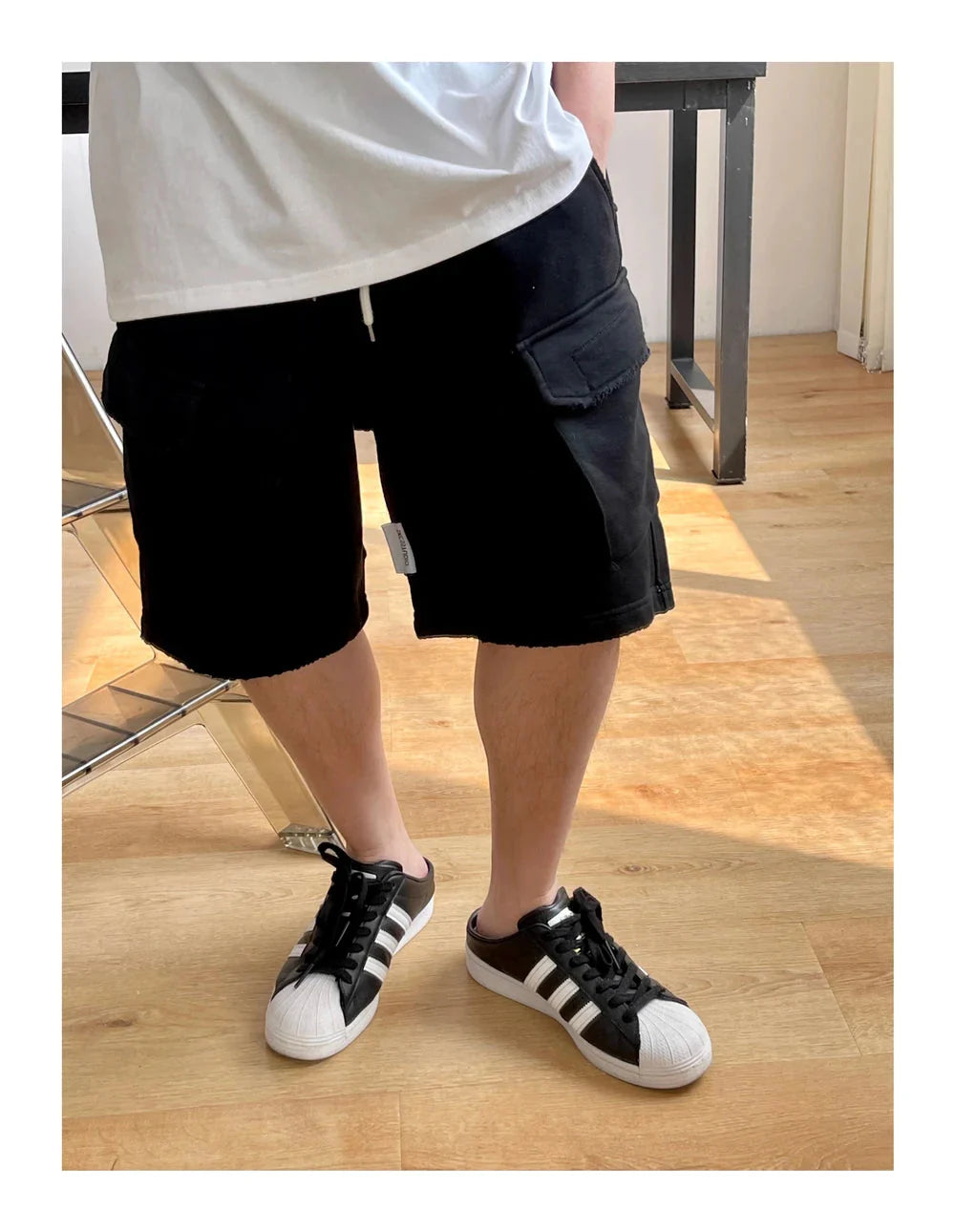 Raw Hem Cargo Jogger Shorts Newgew