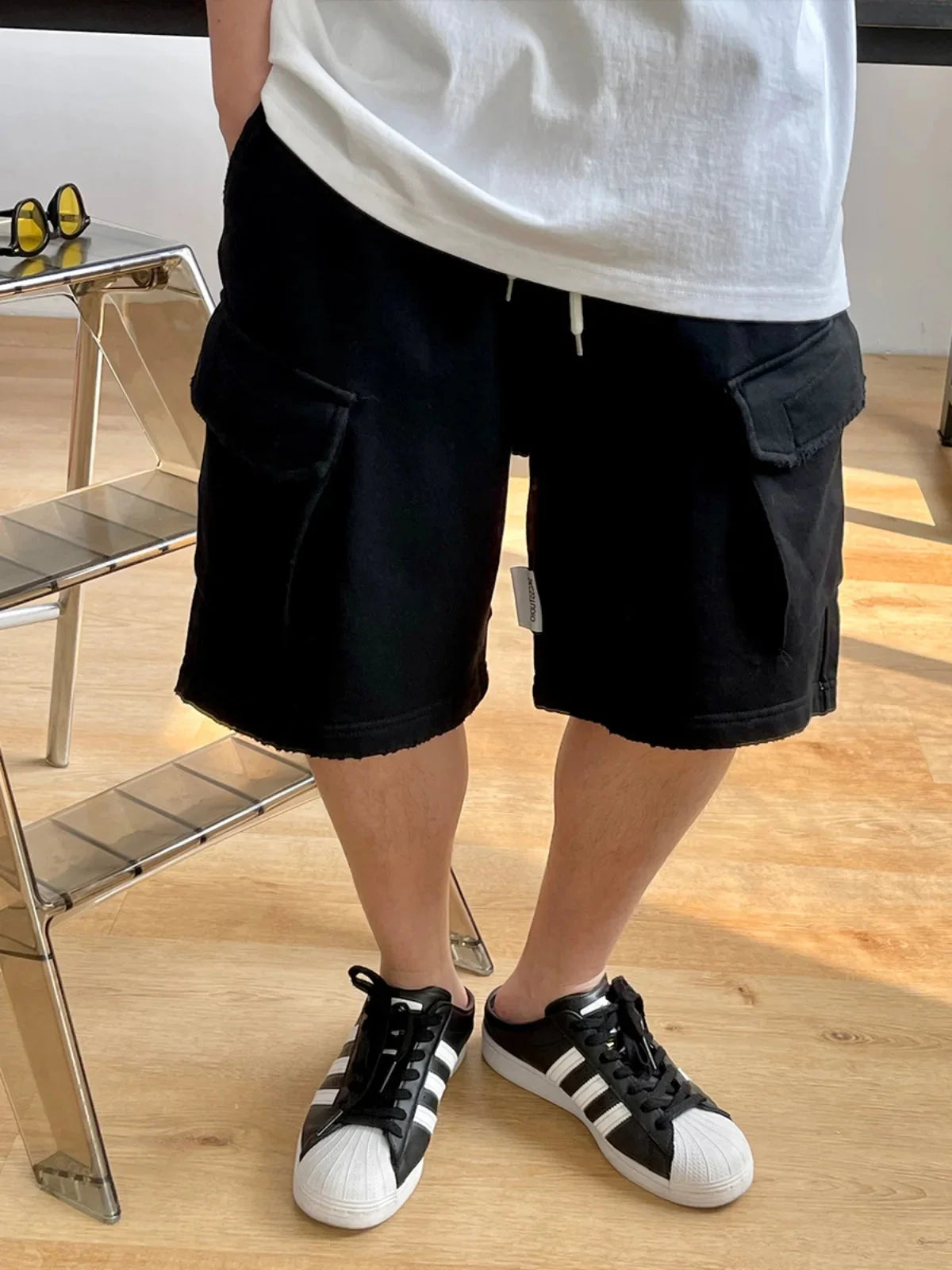 Raw Hem Cargo Jogger Shorts Newgew