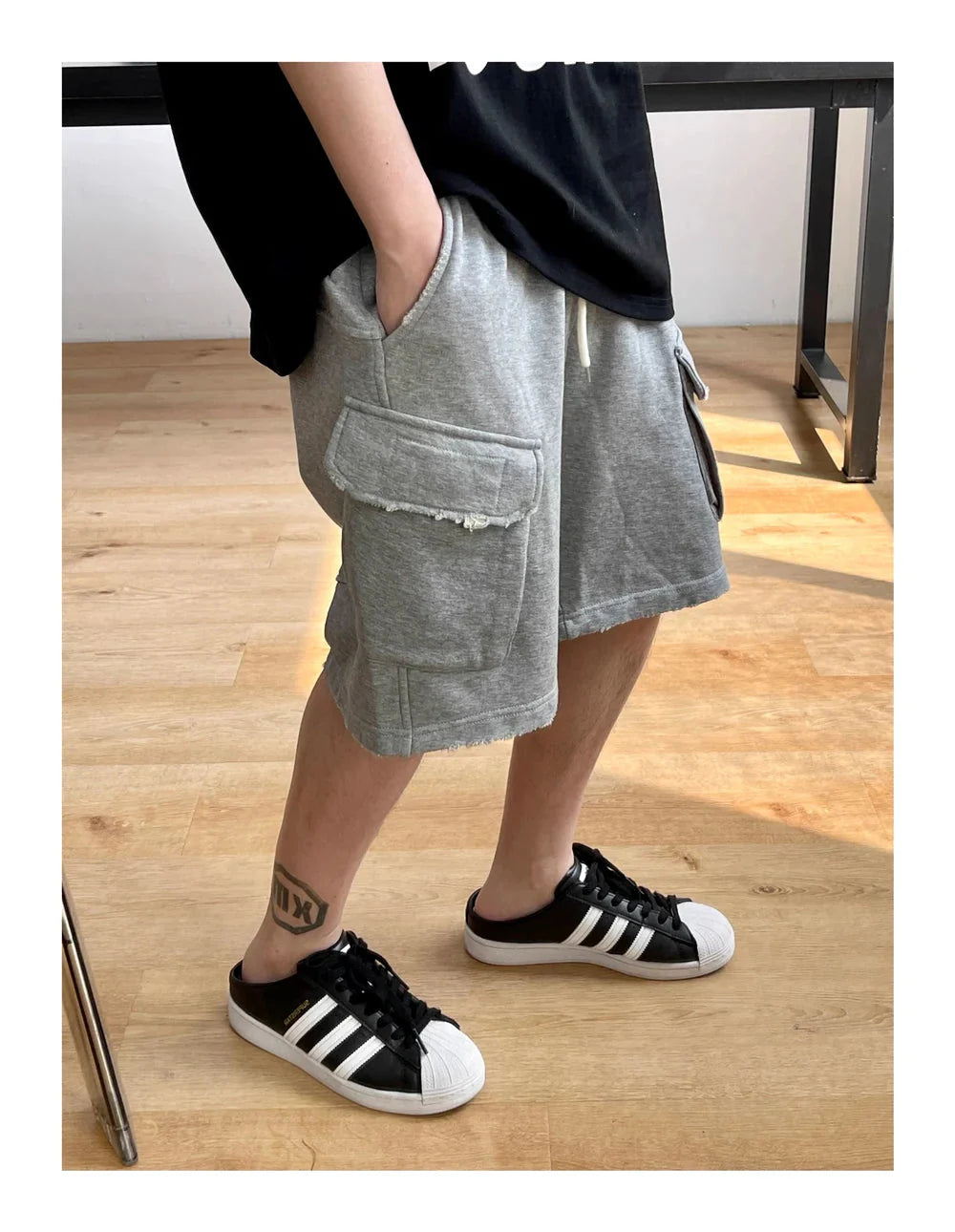 Raw Hem Cargo Jogger Shorts Newgew