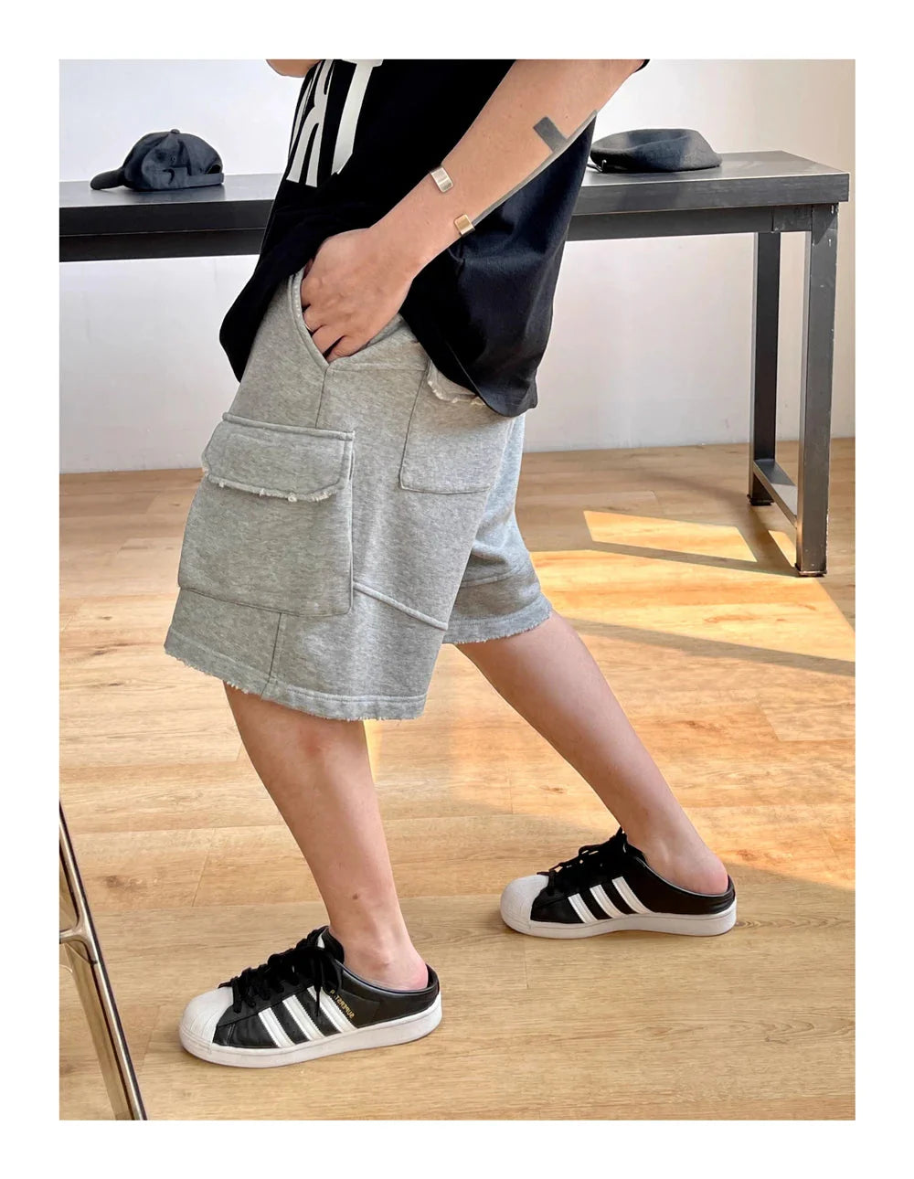 Raw Hem Cargo Jogger Shorts Newgew