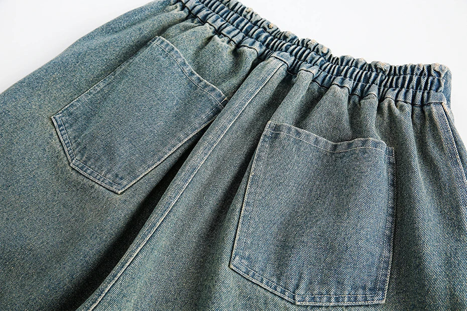 Religious Print Denim Shorts Newgew