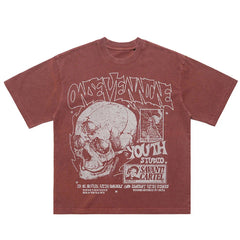 Retro Skulls Washed Graphic T-Shirt Newgew