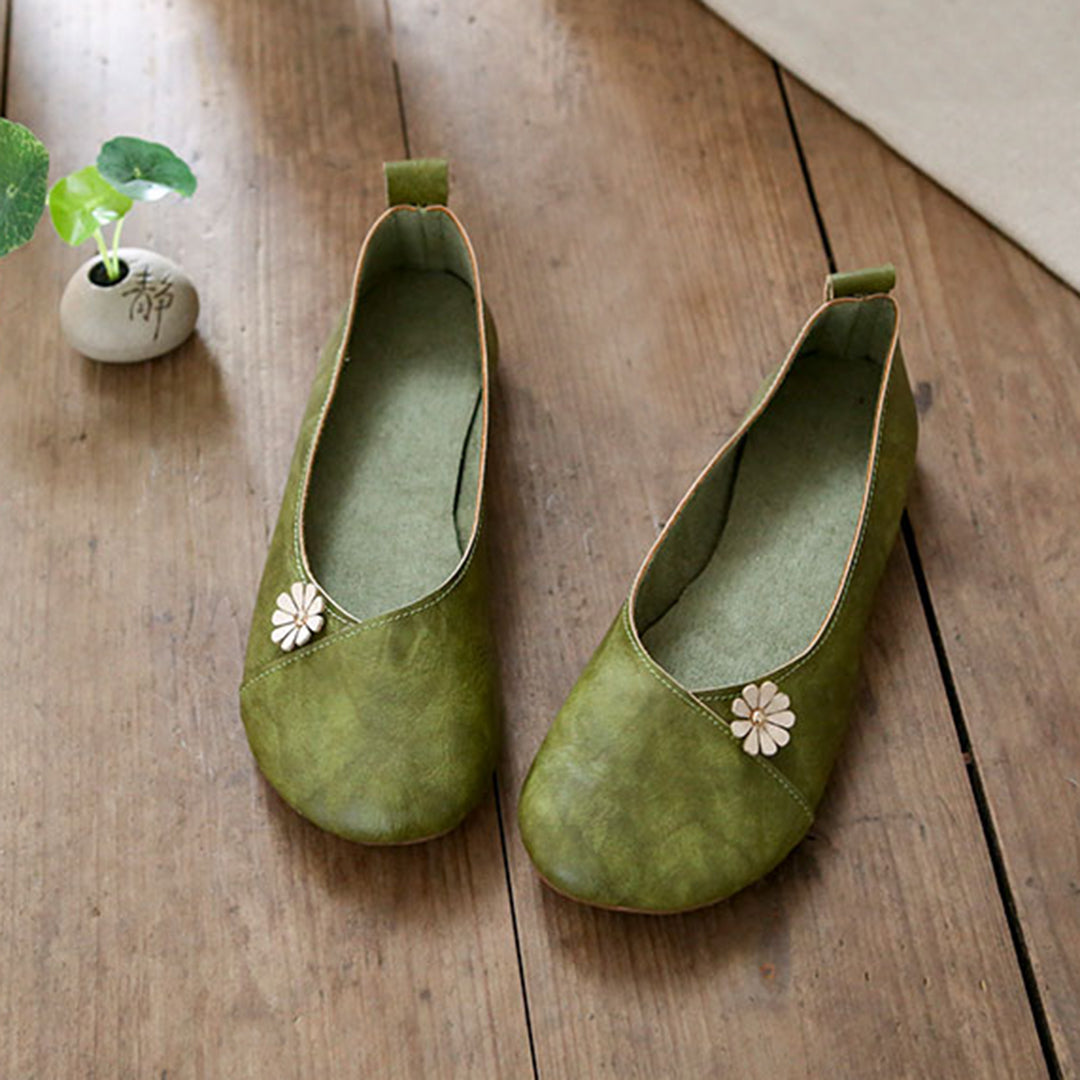 Retro Applique Handmade Soft Comfortable Flat Shoes Newgew Shoes