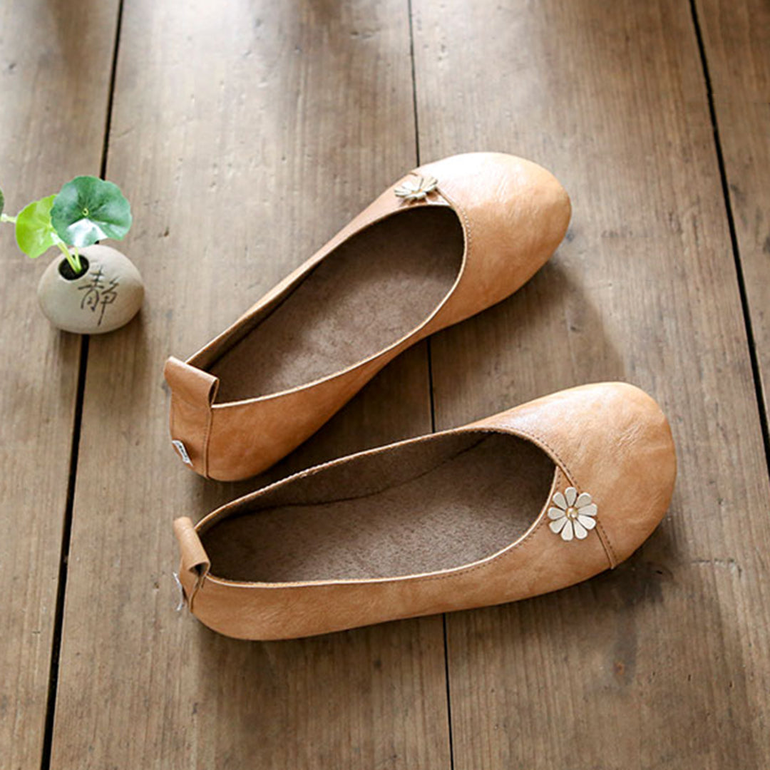 Retro Applique Handmade Soft Comfortable Flat Shoes Newgew Shoes