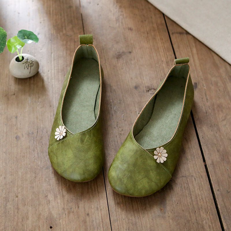 Retro Applique Handmade Soft Comfortable Flat Shoes Newgew Shoes