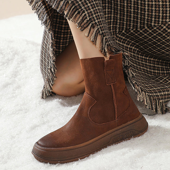 Retro Cracked Leather Versatile Chelsea Boots 35-42 Newgew Shoes