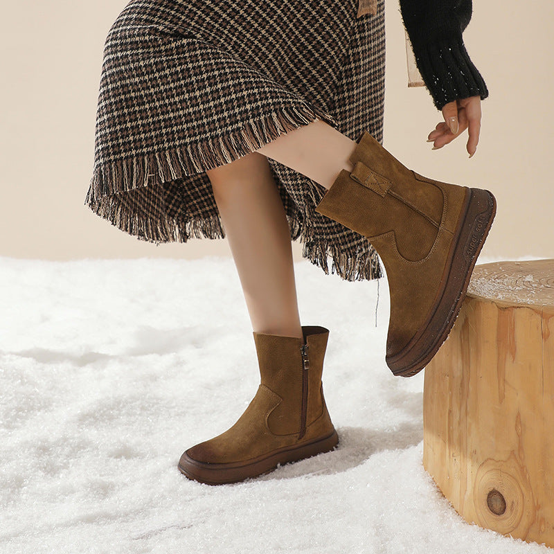 Retro Cracked Leather Versatile Chelsea Boots 35-42 Newgew Shoes
