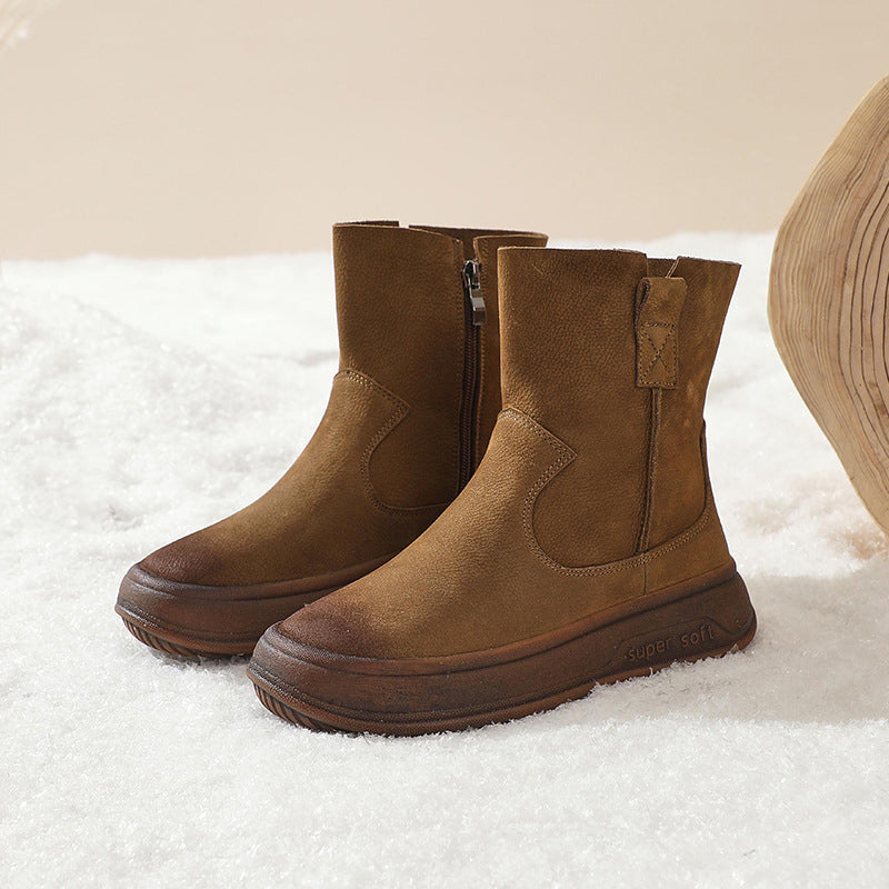 Retro Cracked Leather Versatile Chelsea Boots 35-42 Newgew Shoes