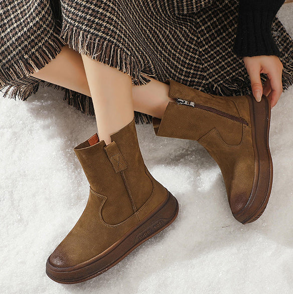 Retro Cracked Leather Versatile Chelsea Boots 35-42 Newgew Shoes