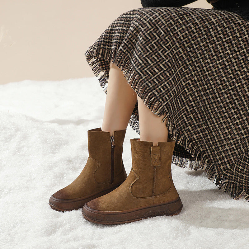 Retro Cracked Leather Versatile Chelsea Boots 35-42 Newgew Shoes