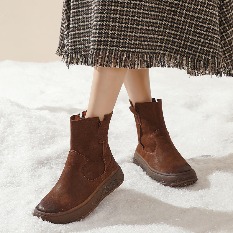 Retro Cracked Leather Versatile Chelsea Boots 35-42 Newgew Shoes
