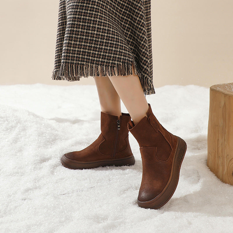 Retro Cracked Leather Versatile Chelsea Boots 35-42 Newgew Shoes