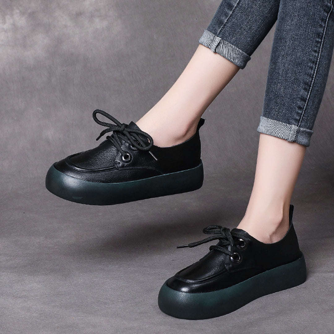 Retro Handmade Flatform Leather Shoes Newgew Shoes