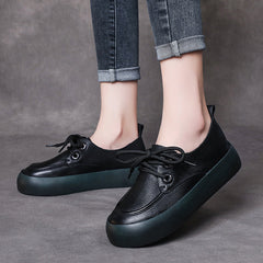 Retro Handmade Flatform Leather Shoes Newgew Shoes