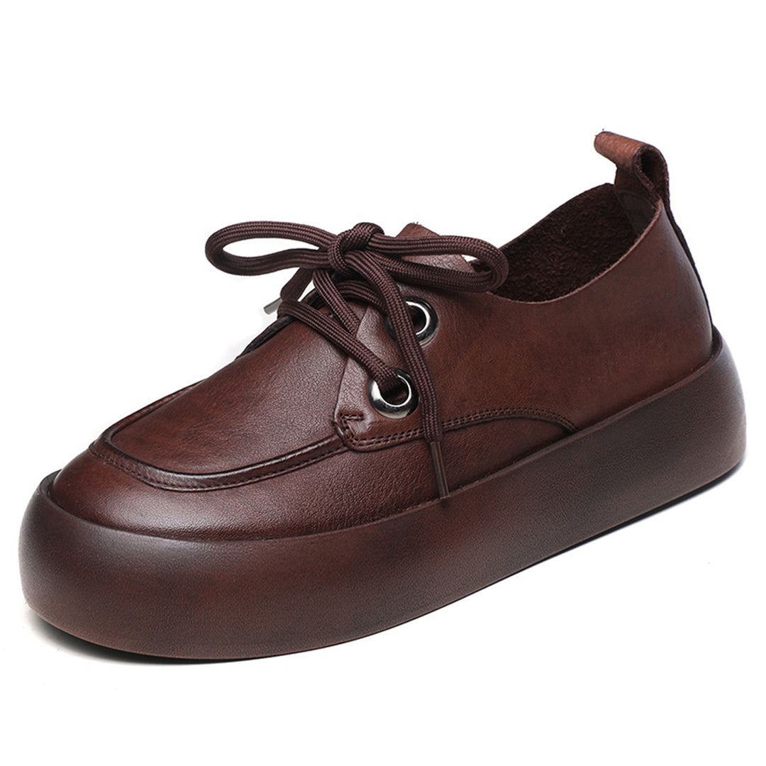 Retro Handmade Flatform Leather Shoes Newgew Shoes