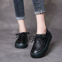 Retro Handmade Flatform Leather Shoes Newgew Shoes