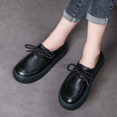 Retro Handmade Flatform Leather Shoes Newgew Shoes