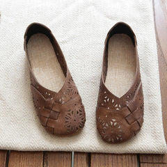 Retro Handmade Hollow Breathable Soft Slip-on Flats Newgew Shoes