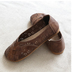 Retro Handmade Hollow Breathable Soft Slip-on Flats Newgew Shoes