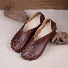 Retro Handmade Woven Comfortable Flat Shoes Newgew Shoes