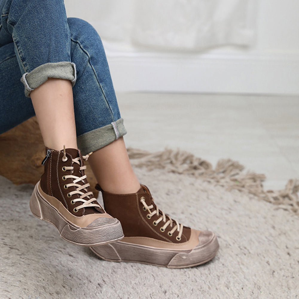 Retro Lace-Up Casual Flat Shoes Newgew Shoes