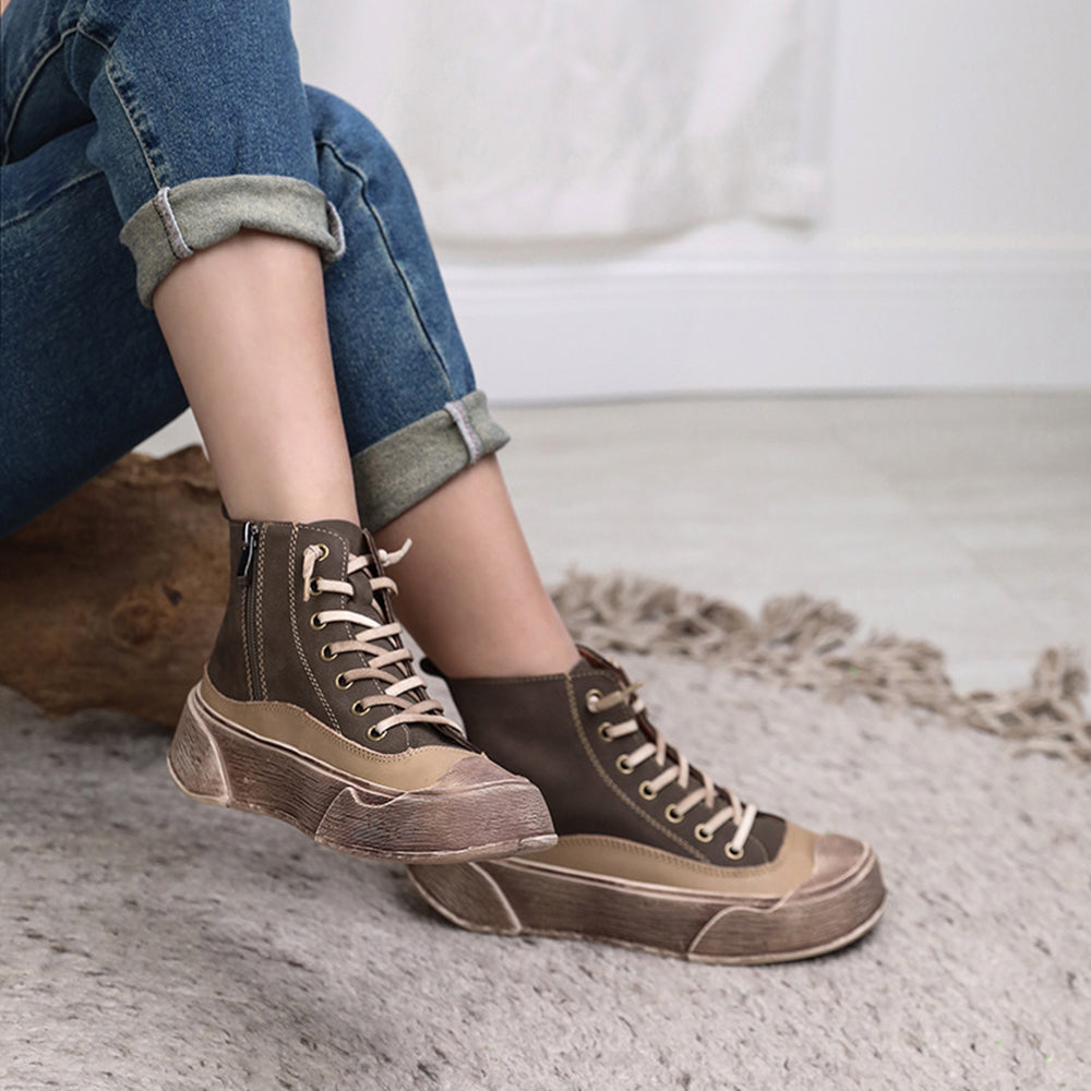 Retro Lace-Up Casual Flat Shoes Newgew Shoes