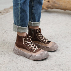 Retro Lace-Up Casual Flat Shoes Newgew Shoes