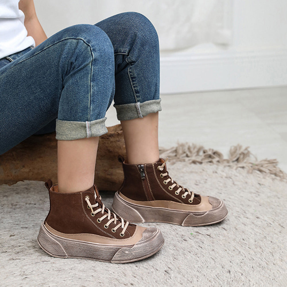 Retro Lace-Up Casual Flat Shoes Newgew Shoes