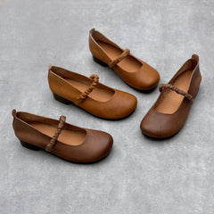 Retro Ruched Belt Leather Shoes Newgew Shoes