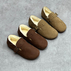 Retro Shearling Soft Leather Flat Shoes Newgew Shoes