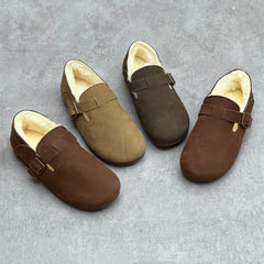 Retro Shearling Soft Leather Flat Shoes Newgew Shoes