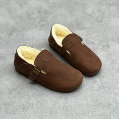 Retro Shearling Soft Leather Flat Shoes Newgew Shoes