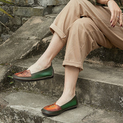 Retro Spliced Color-block Flat Shoes Newgew Shoes