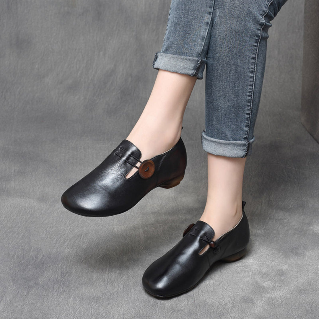 Retro Stretch Slip-On Leather Flats Newgew Shoes