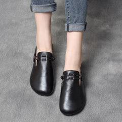 Retro Stretch Slip-On Leather Flats Newgew Shoes