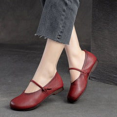 Retro Style Mary Jane Flat Shoes With Knob Knot Accents Newgew Shoes