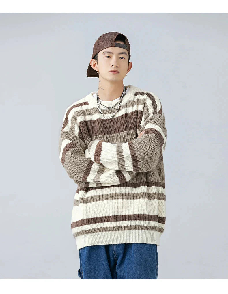 Rib Knit 90's Stripe Sweater Newgew