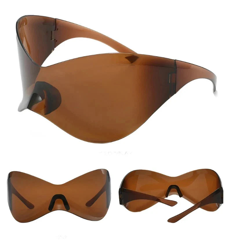 Rimless Shield Oversized Sunglasses Newgew
