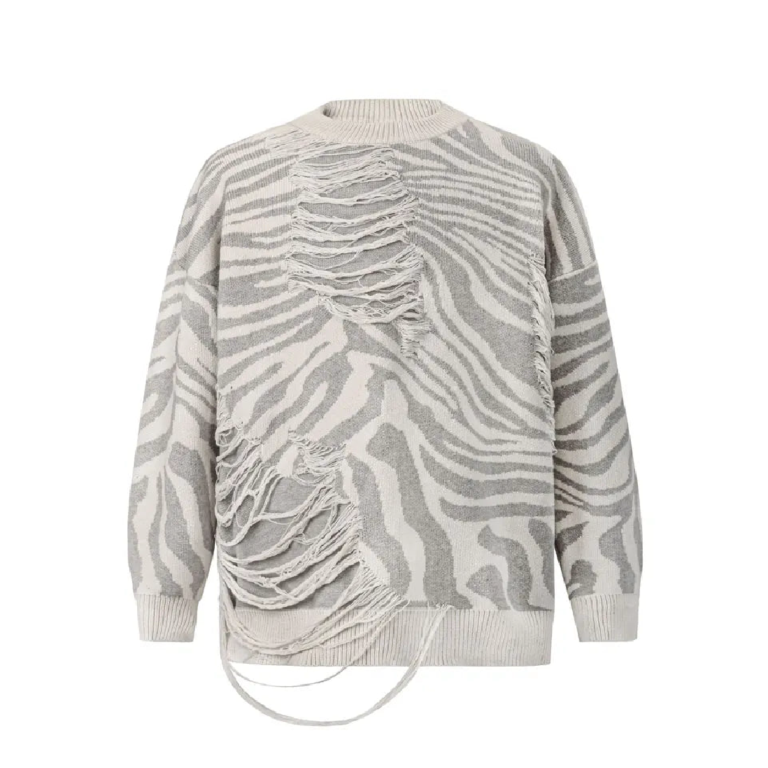 Ripped Wavy Graphic Sweater Newgew