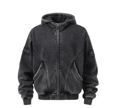 Riveted Acid Wash Zip-up Hoodie Newgew